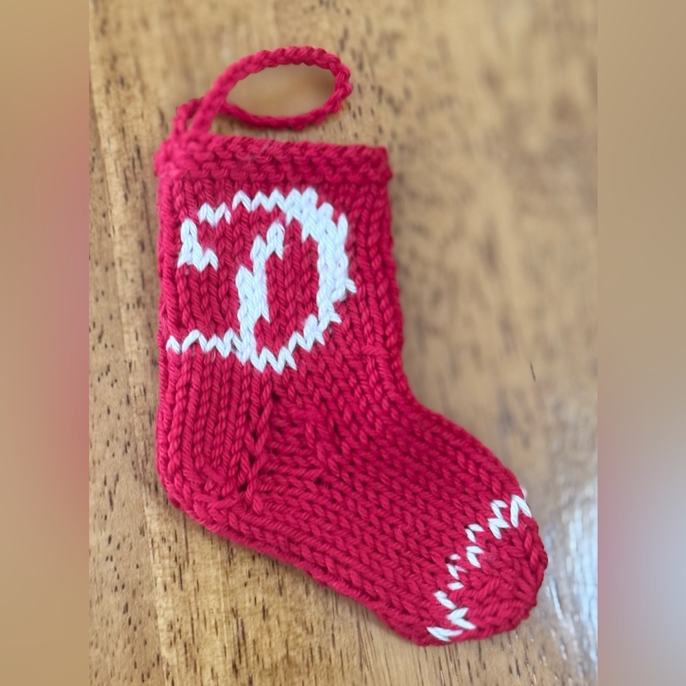Miniature Knitted Christmas Stocking
Monogrammed Letter "D"